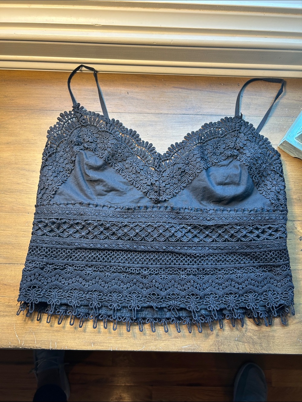 Guess Black Lace Cropped Cami Top - Women